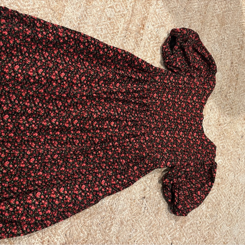 GAP Black Dress with Red Floral Print